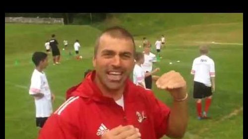 Kristian ghedina al milan junior camp di cortina d'ampezzo! esercitazione con i tiri di precisione!