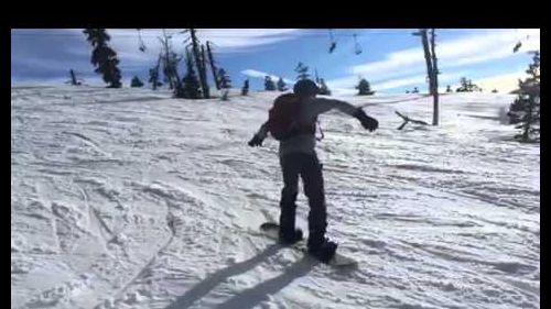 Mr. lunde shreds on snowboard