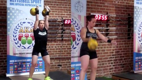 Ickb - melissa biathlon record: 2 x 16kg jerk 126 +  16kg snatch 228