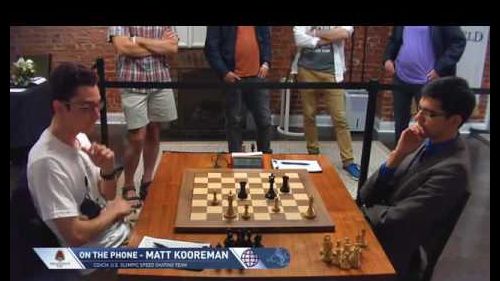 2016 sinquefield cup round 9! coach of the us olympic speed skating team matt kooreman  on the phone