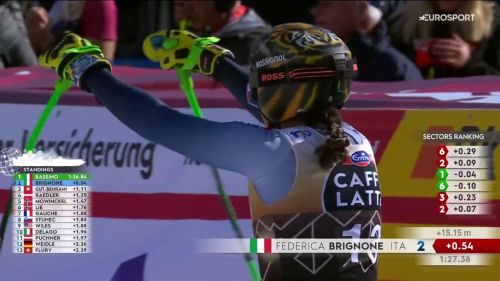 Federica brignone seconda alle spalle di bassino a crans montana, che italia!