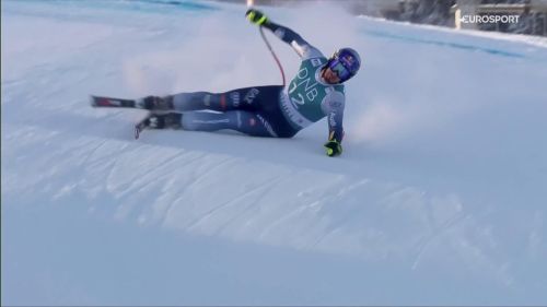Dominik paris si sdraia dopo il salto nella discesa di kvitfjell: gran numero per rialzarsi, ma vittoria addio