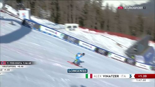 Alex vinatzer è quarto dopo la seconda manche nello slalom modiale di cortina. rivedi la sua gara