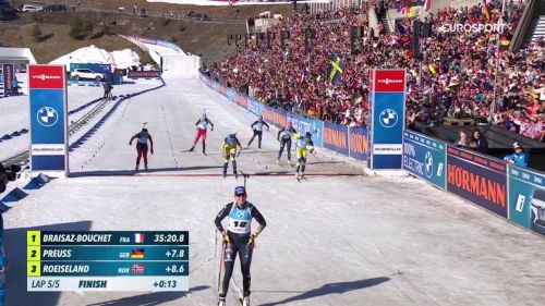 Persson batte elvira oeberg di un decimo e le toglie la coppa di mass start, vince braisaz - coppa del mondo biathlon