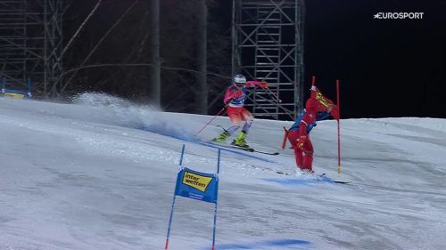 Incredibile in gigante! fadri janutin rischia lo scontro con un volontario di pista dopo poche porte