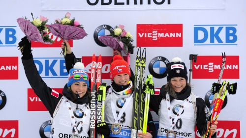 Wierer: 'L'abbraccio della fortuna ha funzionato'. Gontier: 'Dorothea riferimento importante'.Domracheva 'Bel regalo dall'Ibu!'