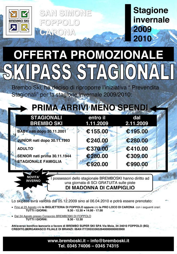 staionale brembo ski promozione madonna di campiglio