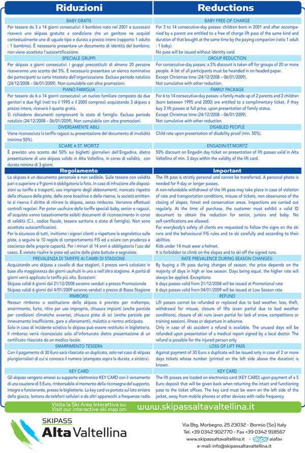 prezzi e tariffe NOTE 2008/2009